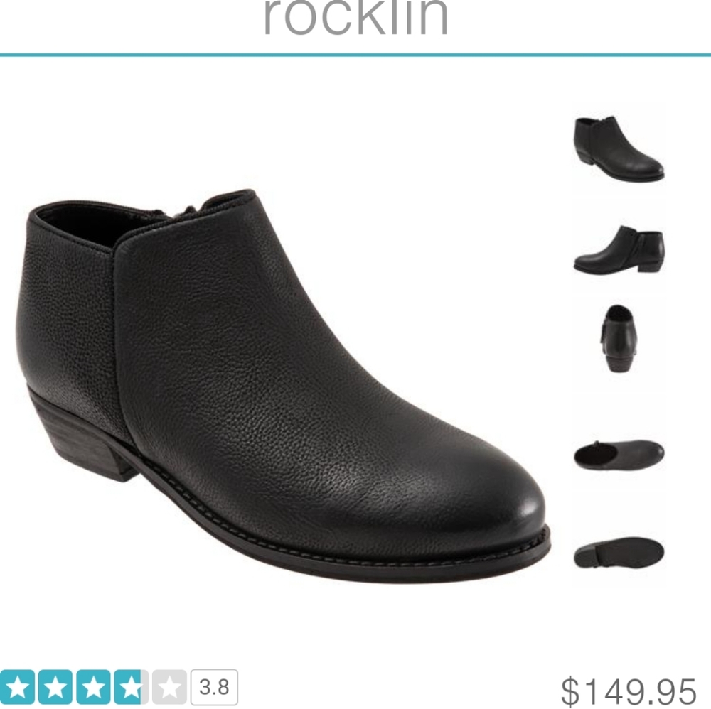 Softwalk Black Leather Booties Size 12 W